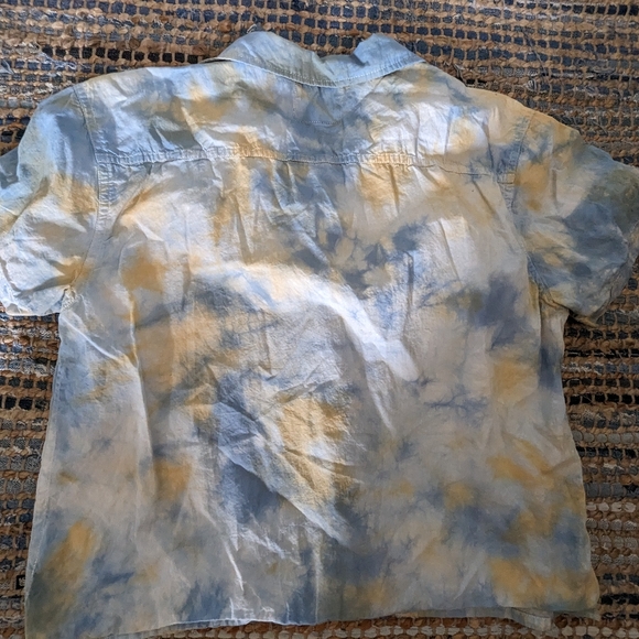 Junk Food Clothing Crop Top Women Size Small Blue Yellow Tie Dye Button-Up Cropp - Picture 7 of 7